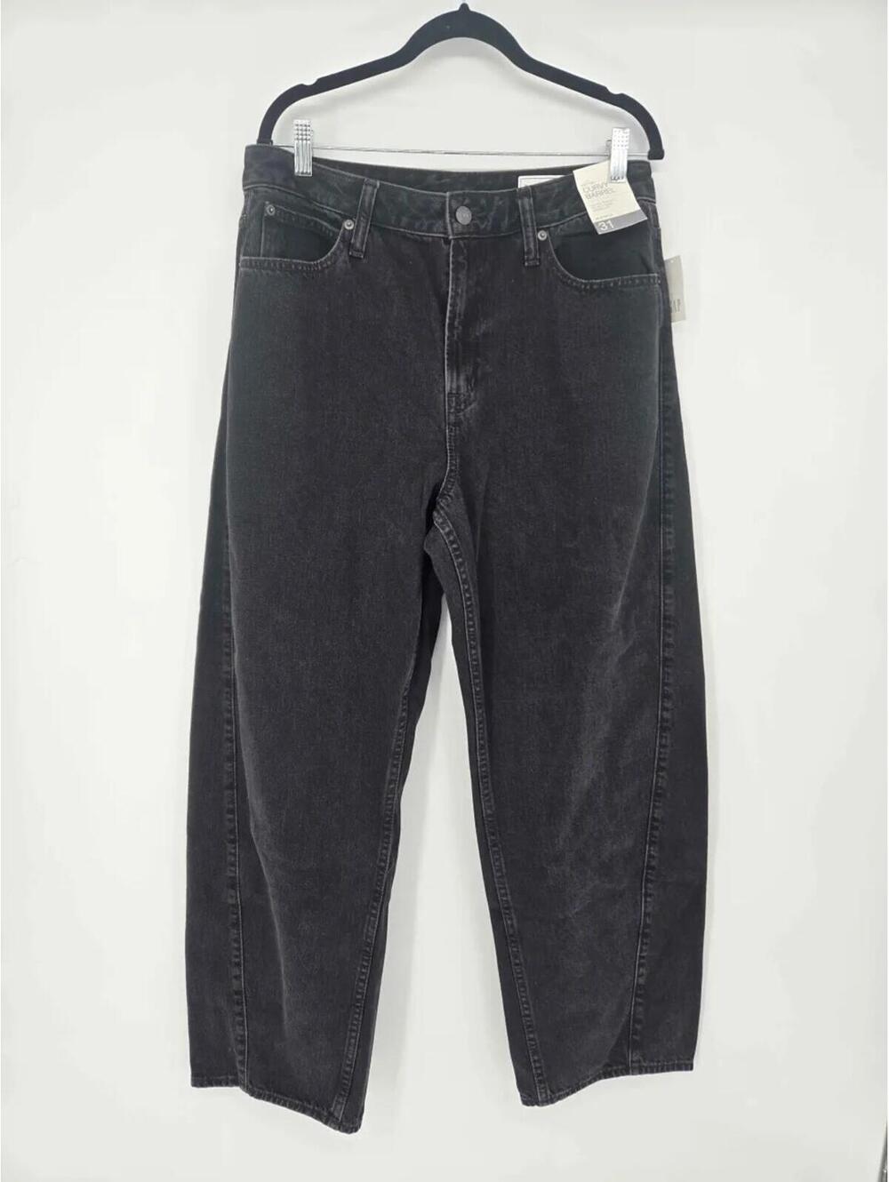 NWT Gap Curvy High Rise Barrel Jeans black wash 31 12